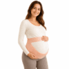Pregnant woman wearing a maternity belly support band for pregnancy abdominal and lower back support
